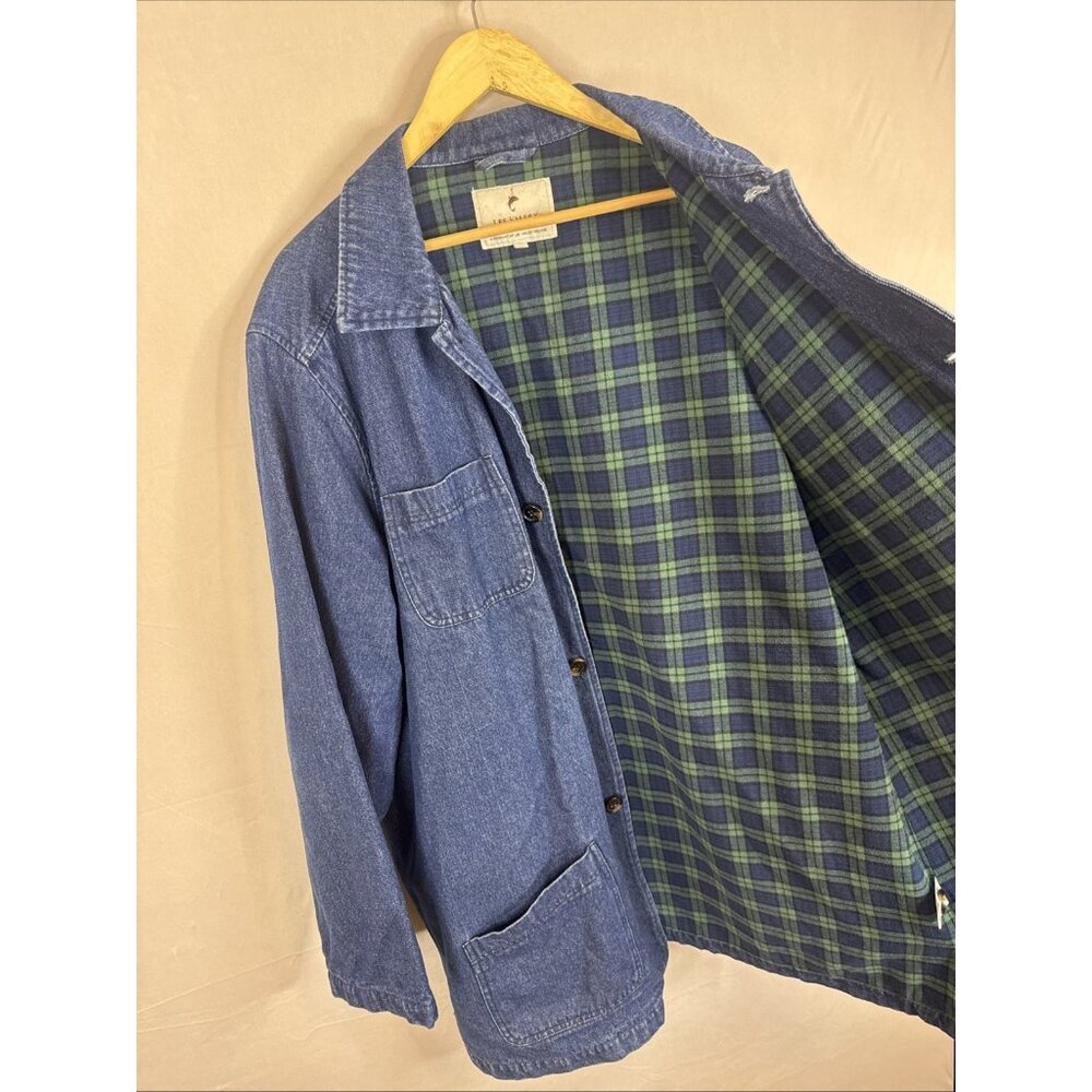 Lee Valley Denim Chore Coat Men 3XL XXXL Blue Jean Jacket Plaid Lined Workwear - Picture 6 of 7